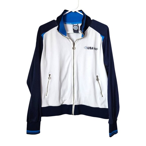 NIKE x VINTAGE Y2K Olympic 2006 USA full zip track jacket white blue L - Picture 1 of 8